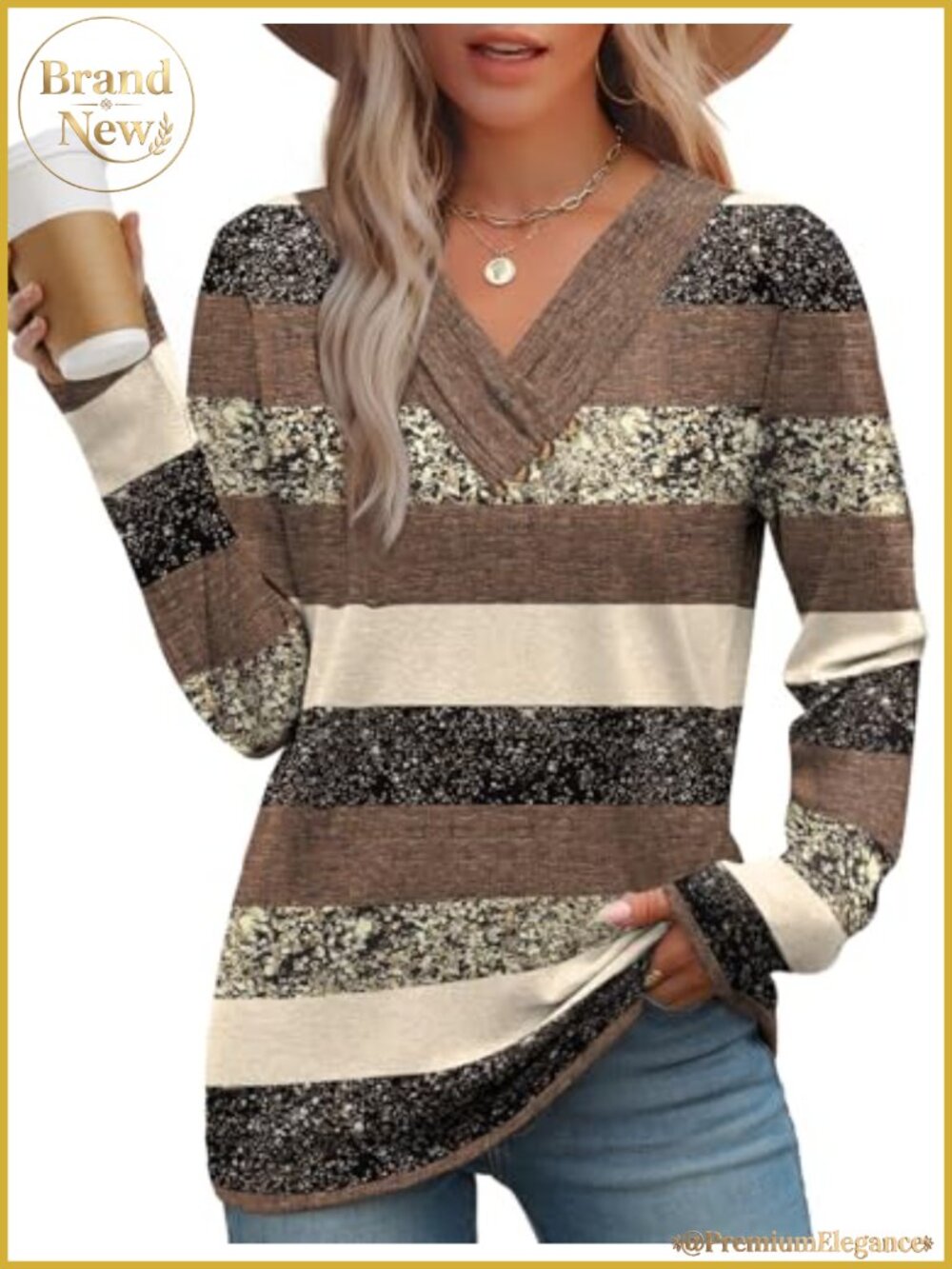 Women's V-Neck Long Sleeve Tunic Button Down Shirt Stretchable Blouse